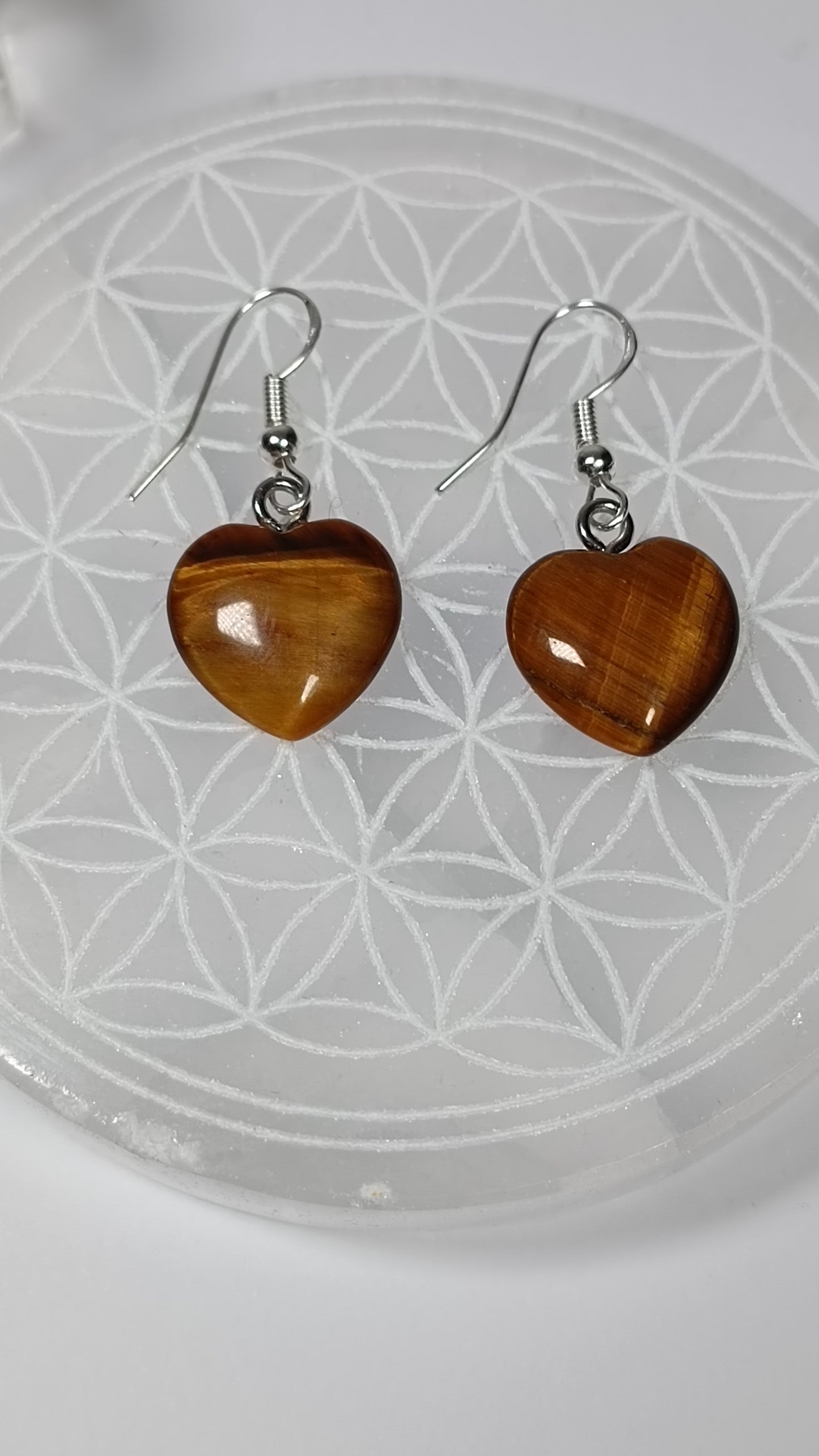 Boucles d'oreilles Cœur Oeil de Tigre