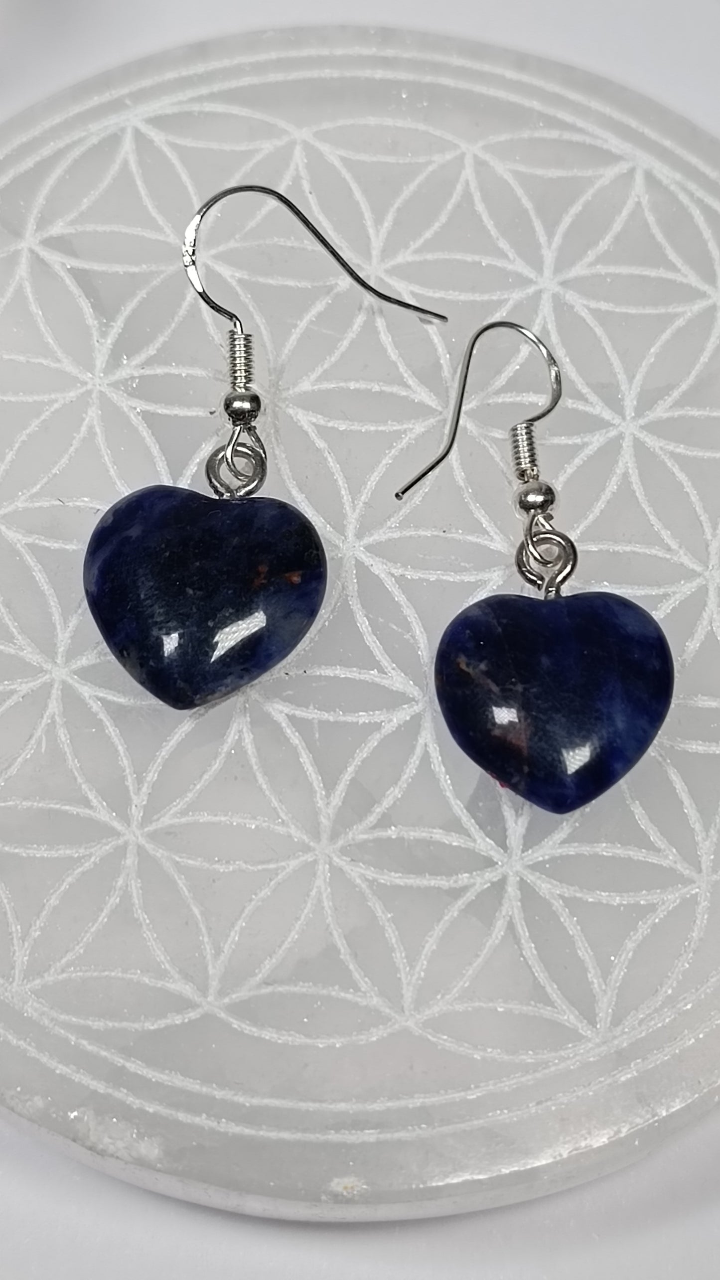 Boucles d'oreilles Cœur Sodalite