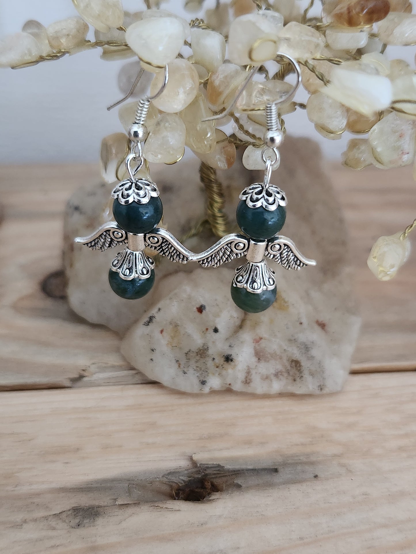 Boucles d'oreilles - Anges Agate Mousse