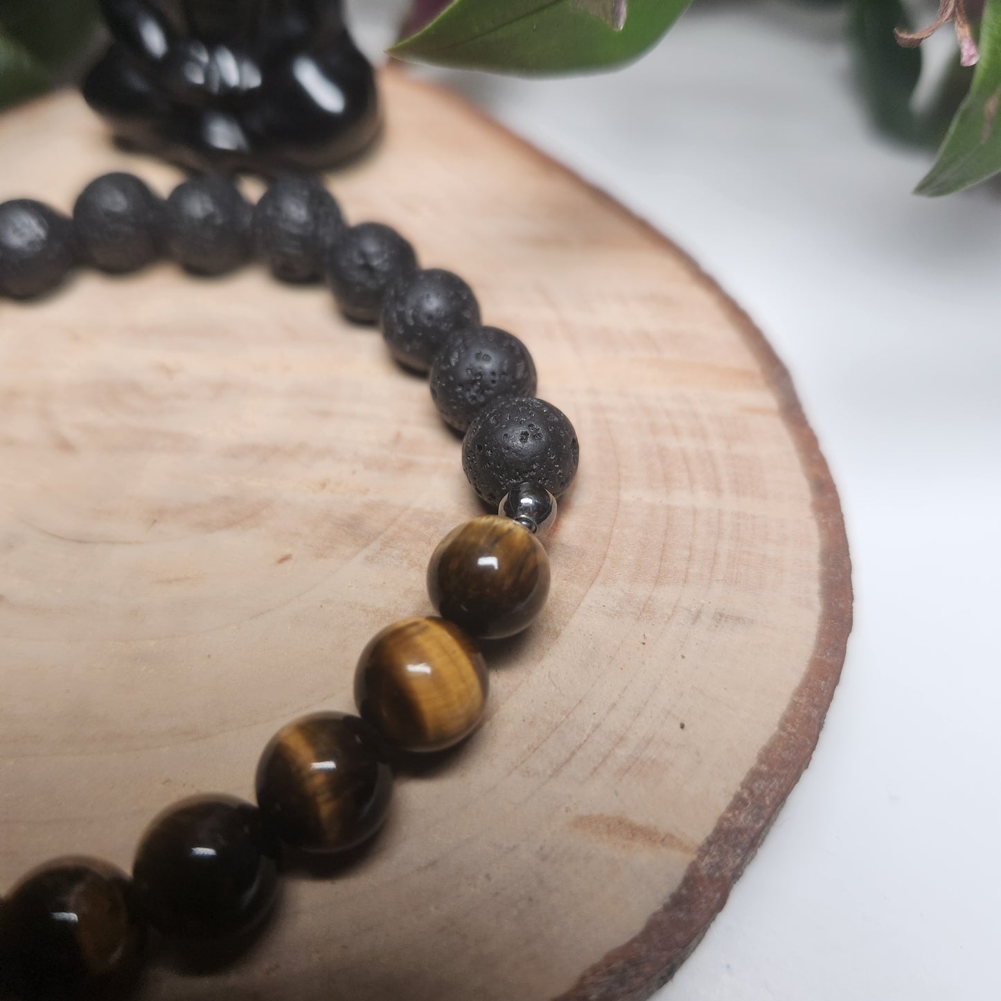 Bracelet Pierre de lave & Oeil du tigre