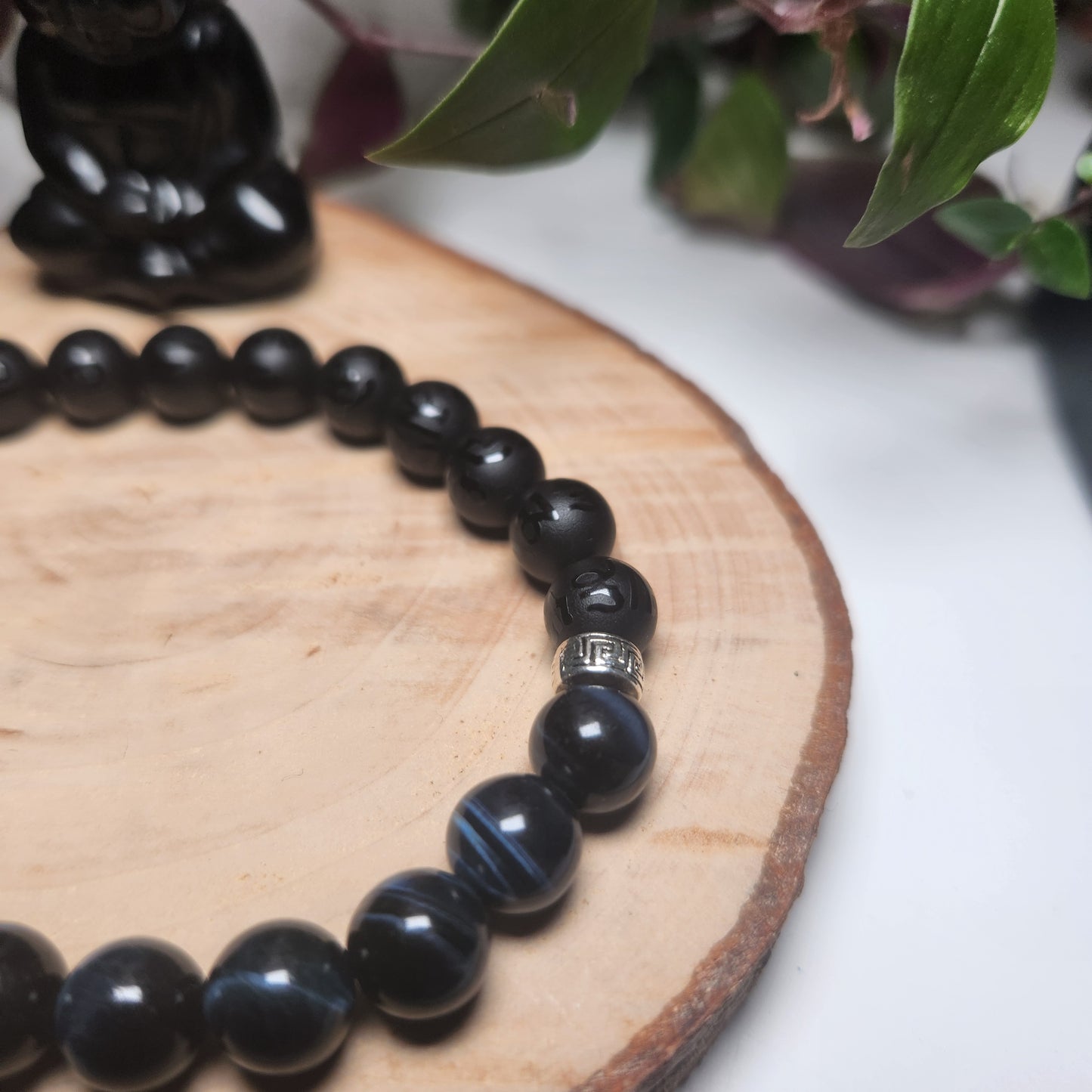 Bracelet Obsidienne Noire & Oeil de Faucon