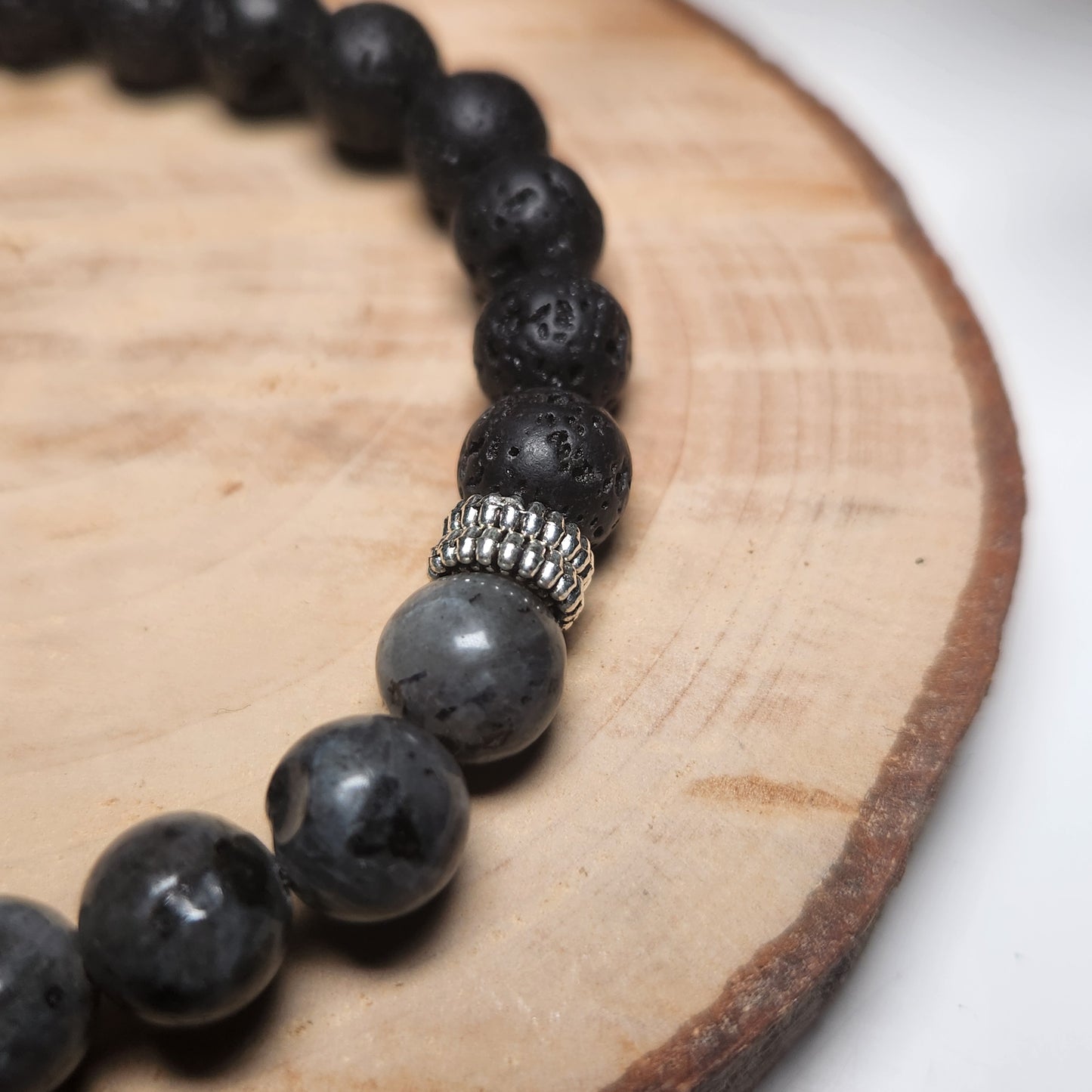 Bracelet Pierre de lave & Larvikite