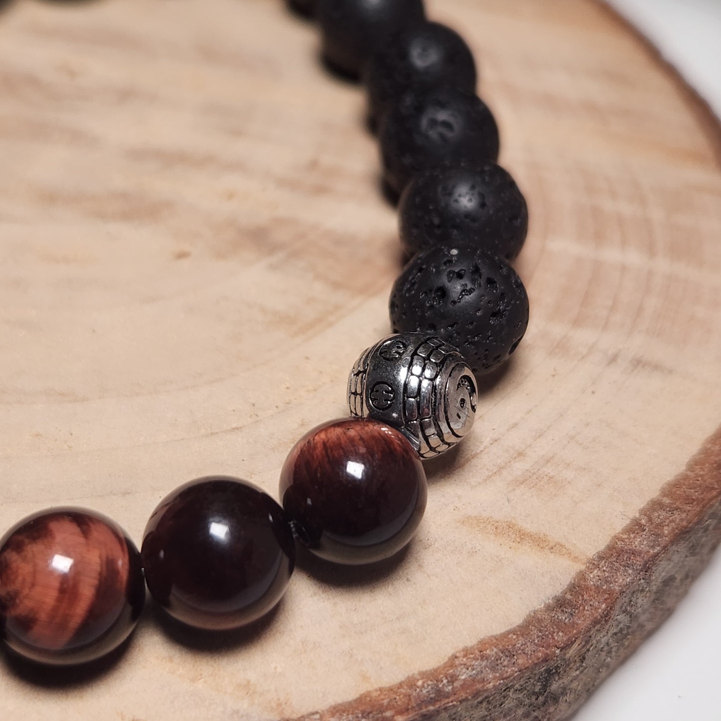 Bracelet Pierre de lave & Oeil de Taureau