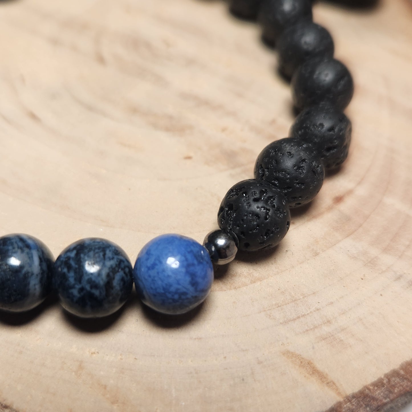 Bracelet Pierre de lave & Dumortièrite