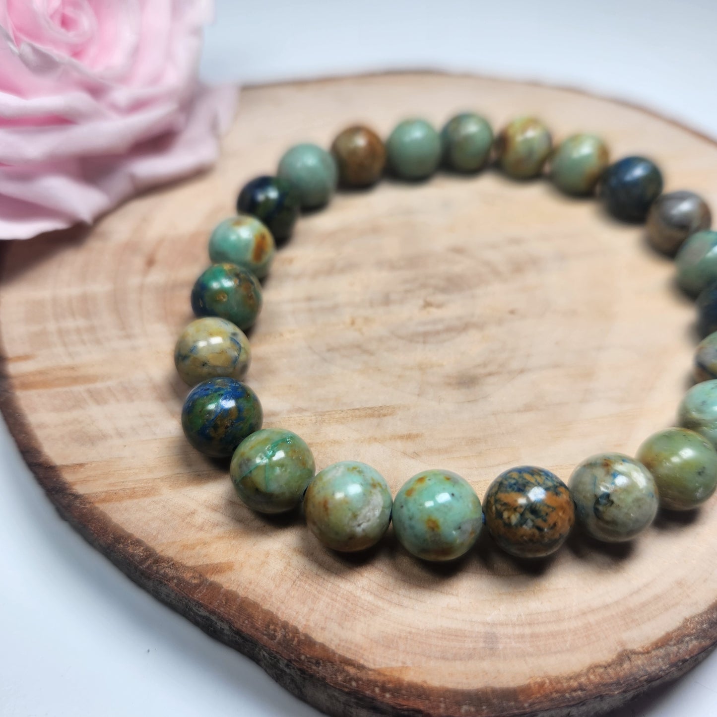 Bracelet Azurite Malachite Naturelle - Boules 08mm