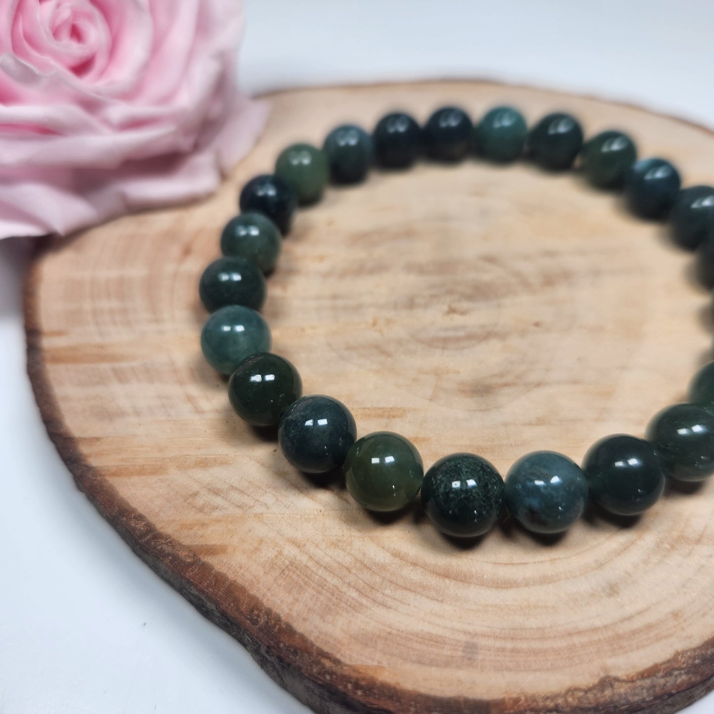 Bracelet Agate Mousse - Boules 08mm