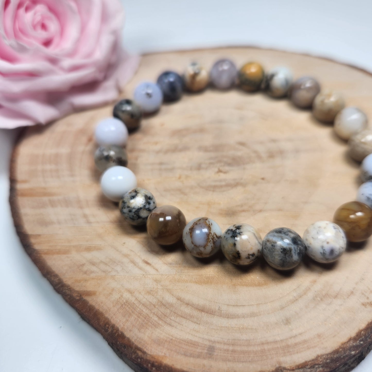 Bracelet Agate Dendrite - Boules 08mm