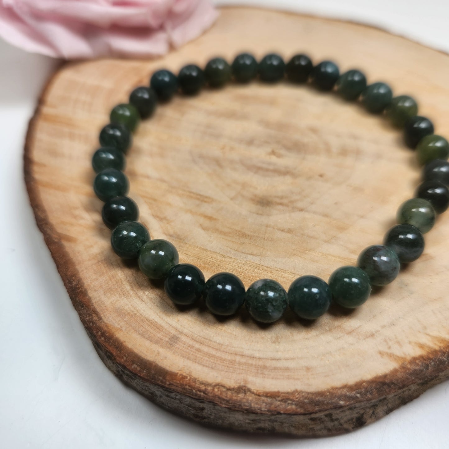 Bracelet Agate Mousse - Boules 06mm