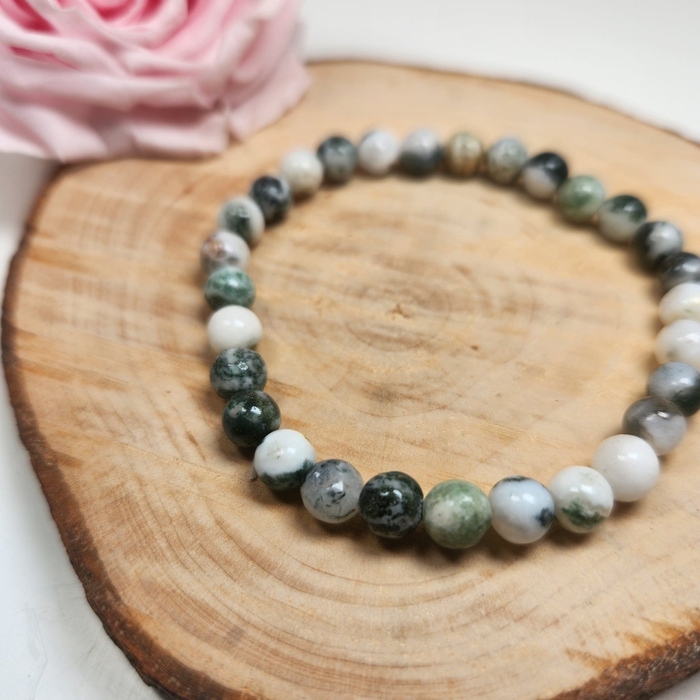 Bracelet Agate Arbre - Boules 06mm