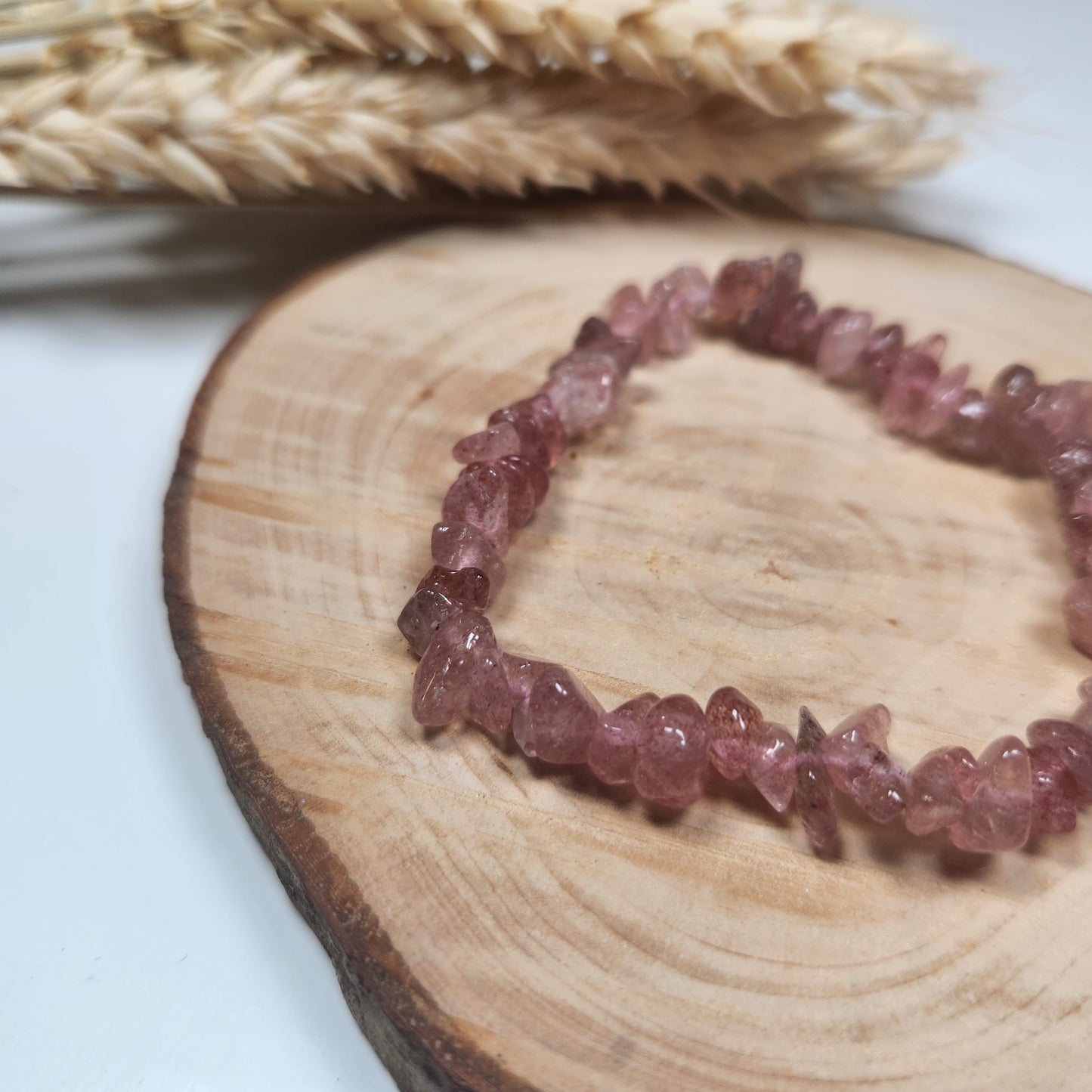 Bracelet Quartz Fraise (Hématoïde) - Baroque
