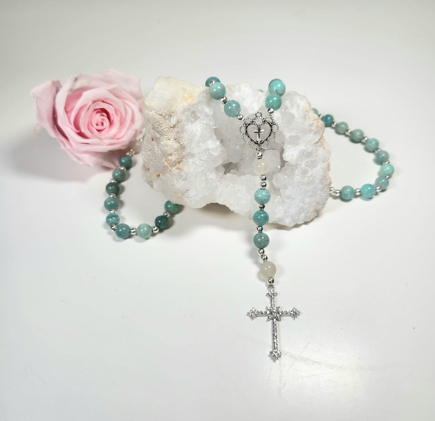 Chapelet Pierre de lune & Amazonite