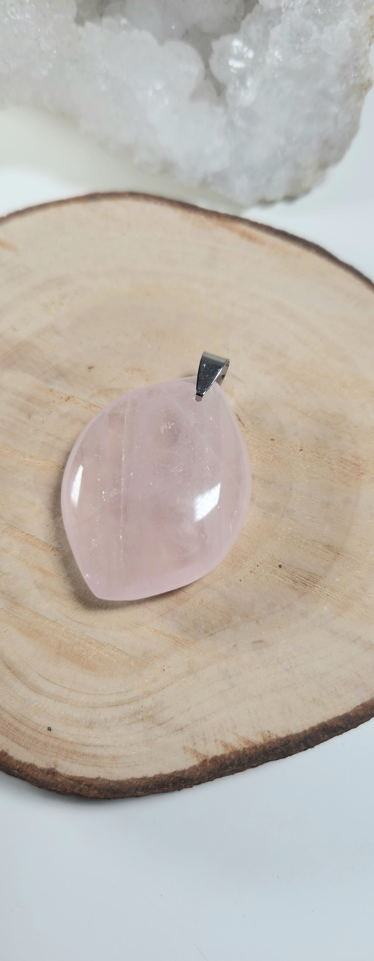 Pendentif Goutte - Quartz Rose