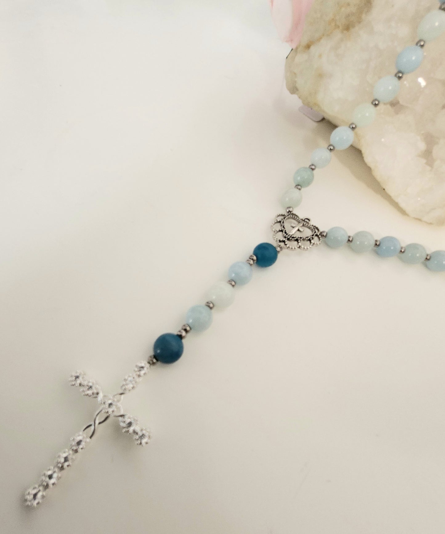 Chapelet Aigue Marine & Apatite Bleue