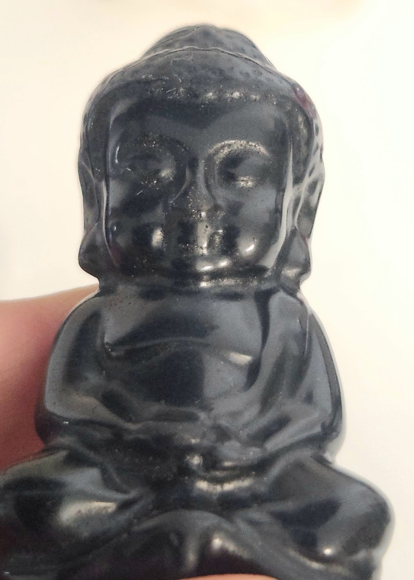Bouddha Indien figurine Obsidienne Noire