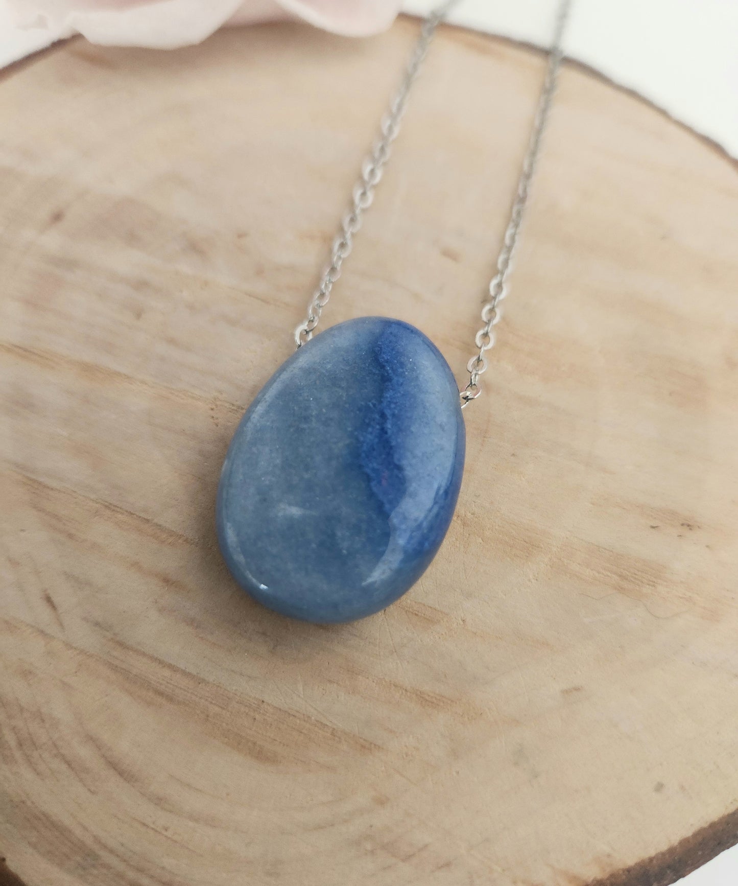 Pendentif pierre percée - Aventurine bleue