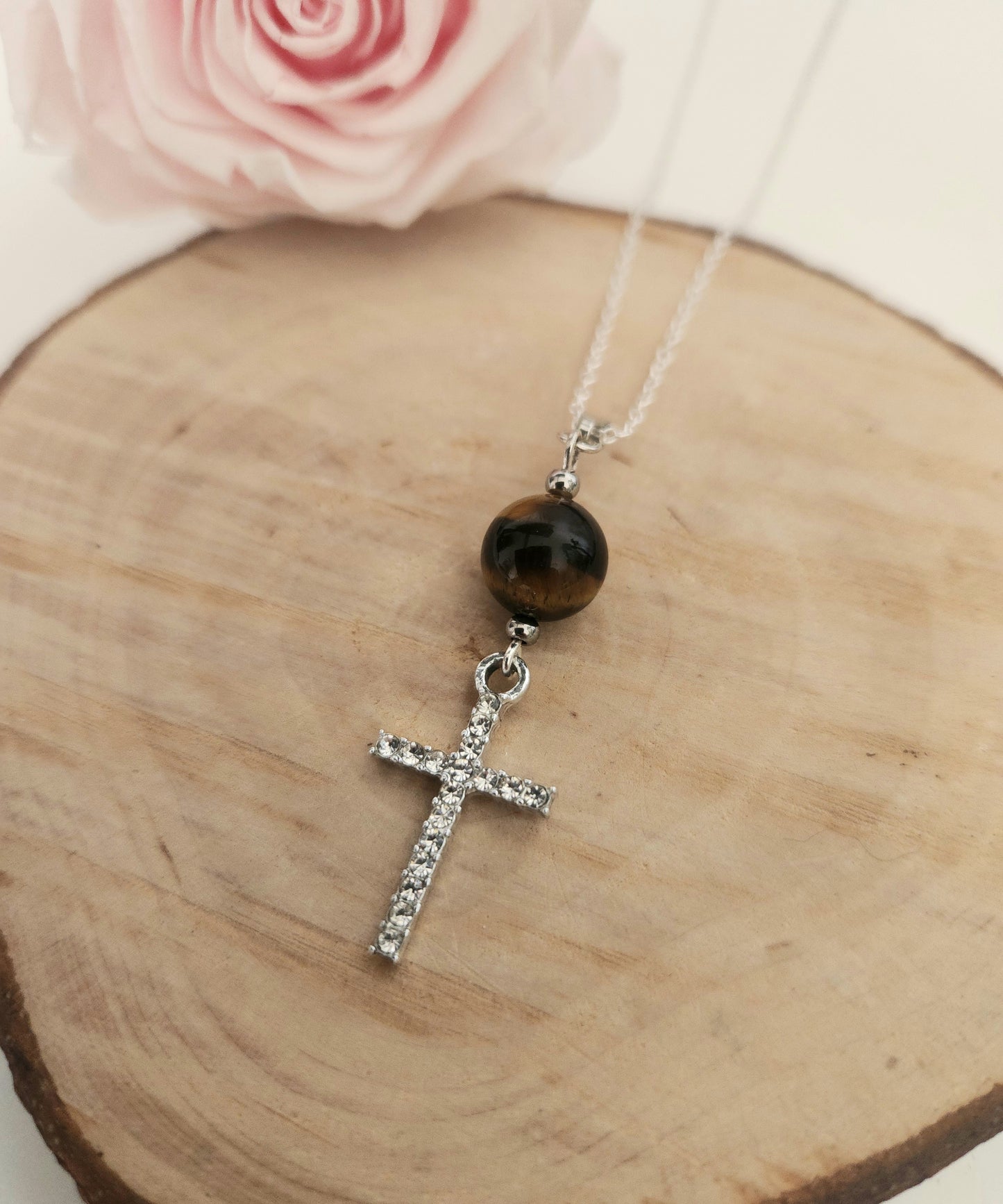 Pendentif Croix - Œil de Tigre