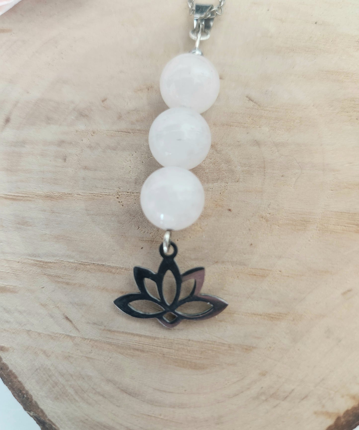 Pendentif Lotus - Quartz Rose