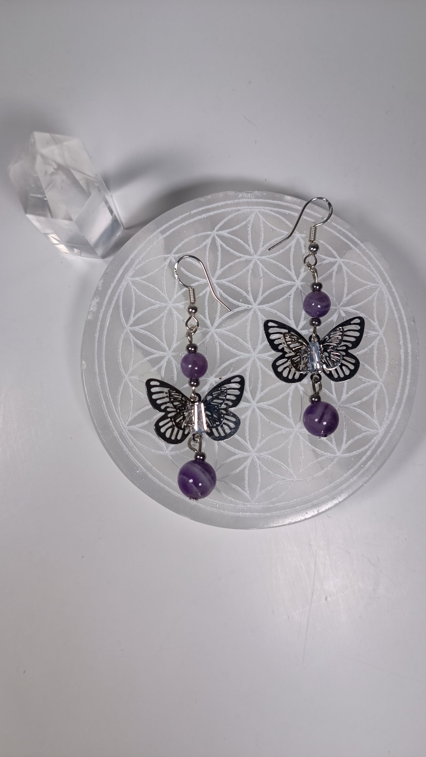 Boucles d'oreilles papillons - Améthyste
