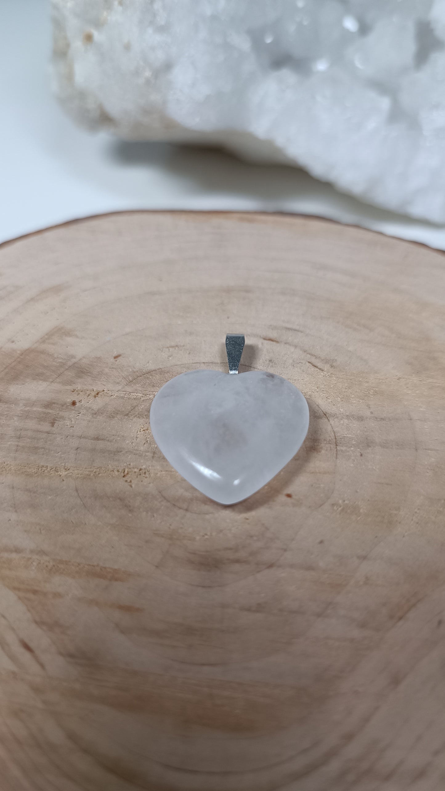 Pendentif Coeur - Cristal de Roche