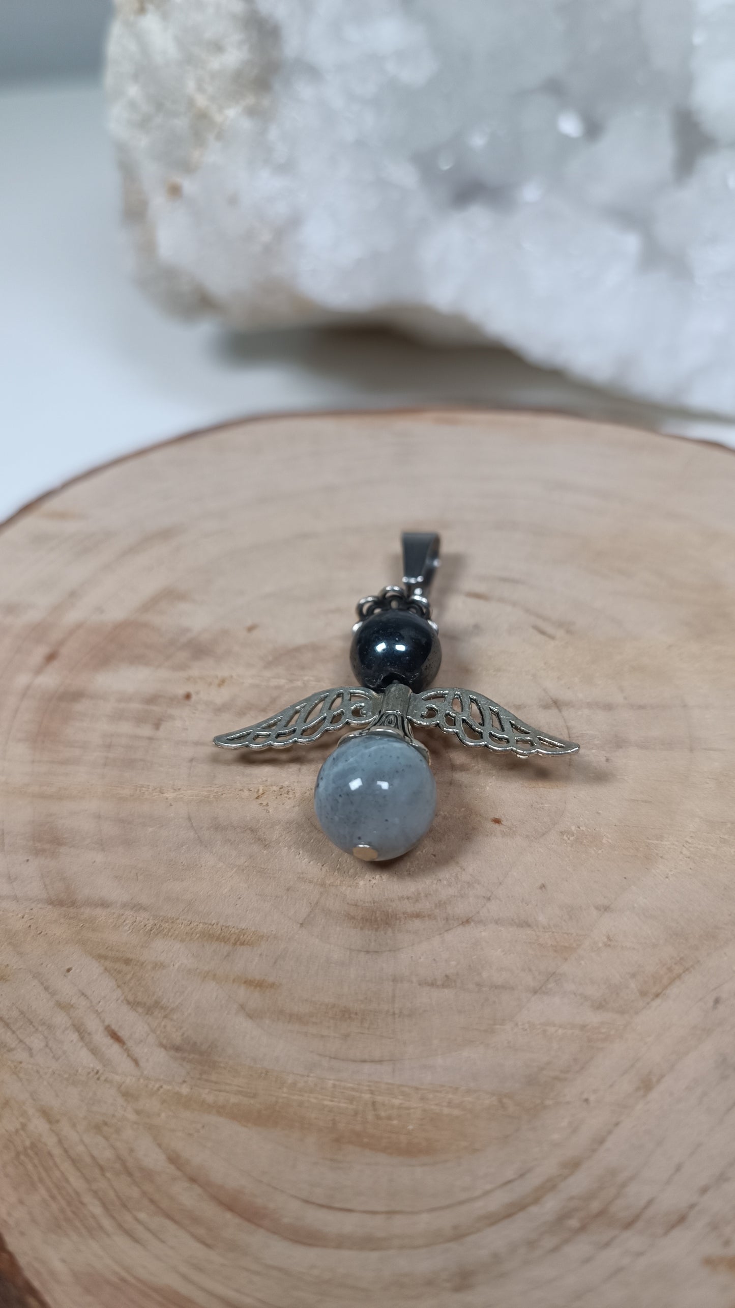Pendentif Ange - Hématite & Labradorite