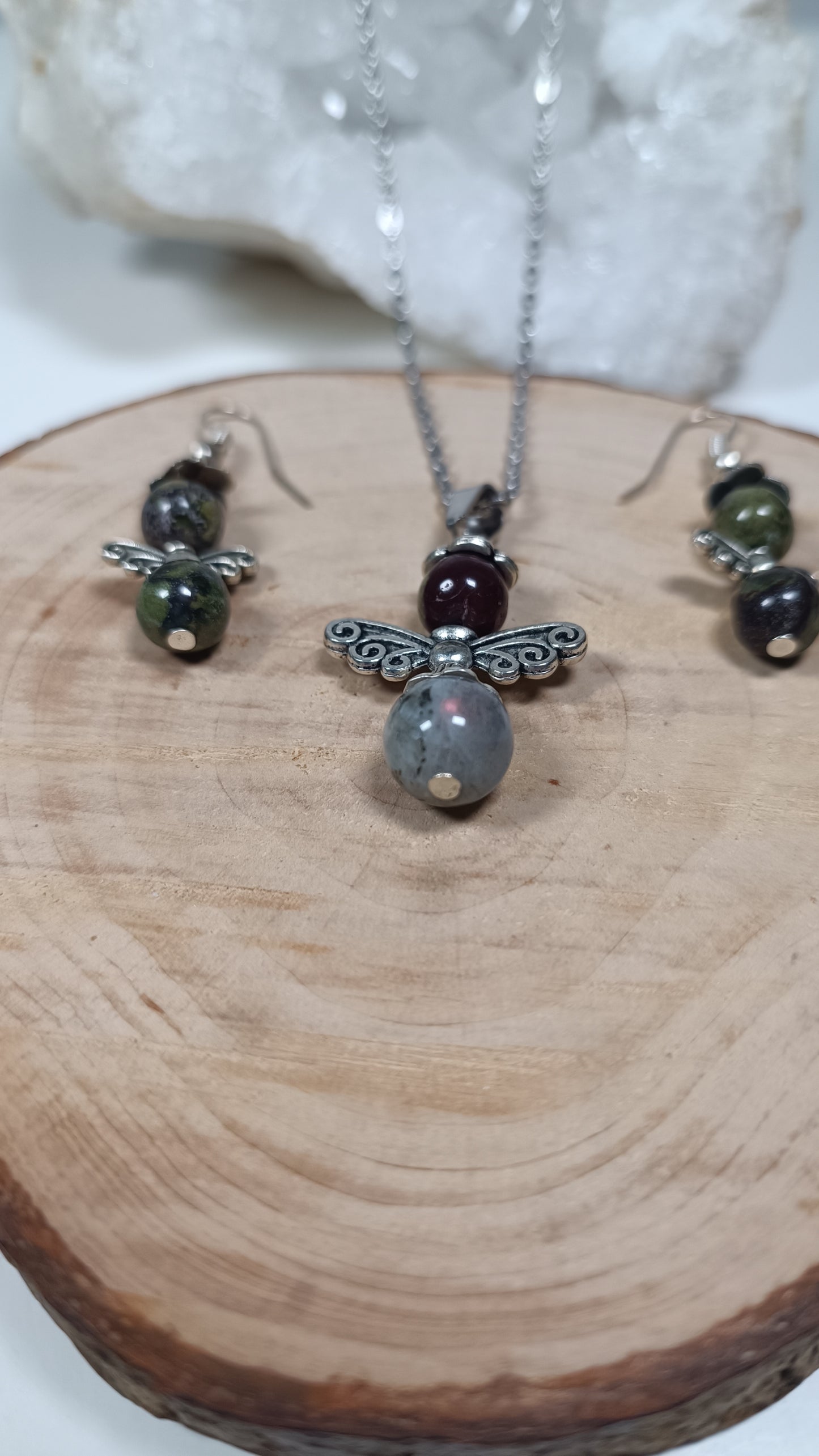 Parure Ange Jaspe sang de dragon & Labradorite