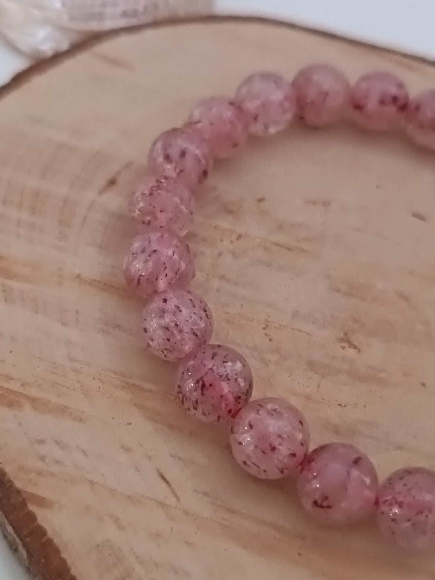 Bracelet Quartz Fraise (Hématoïde) - Boules 08 mm