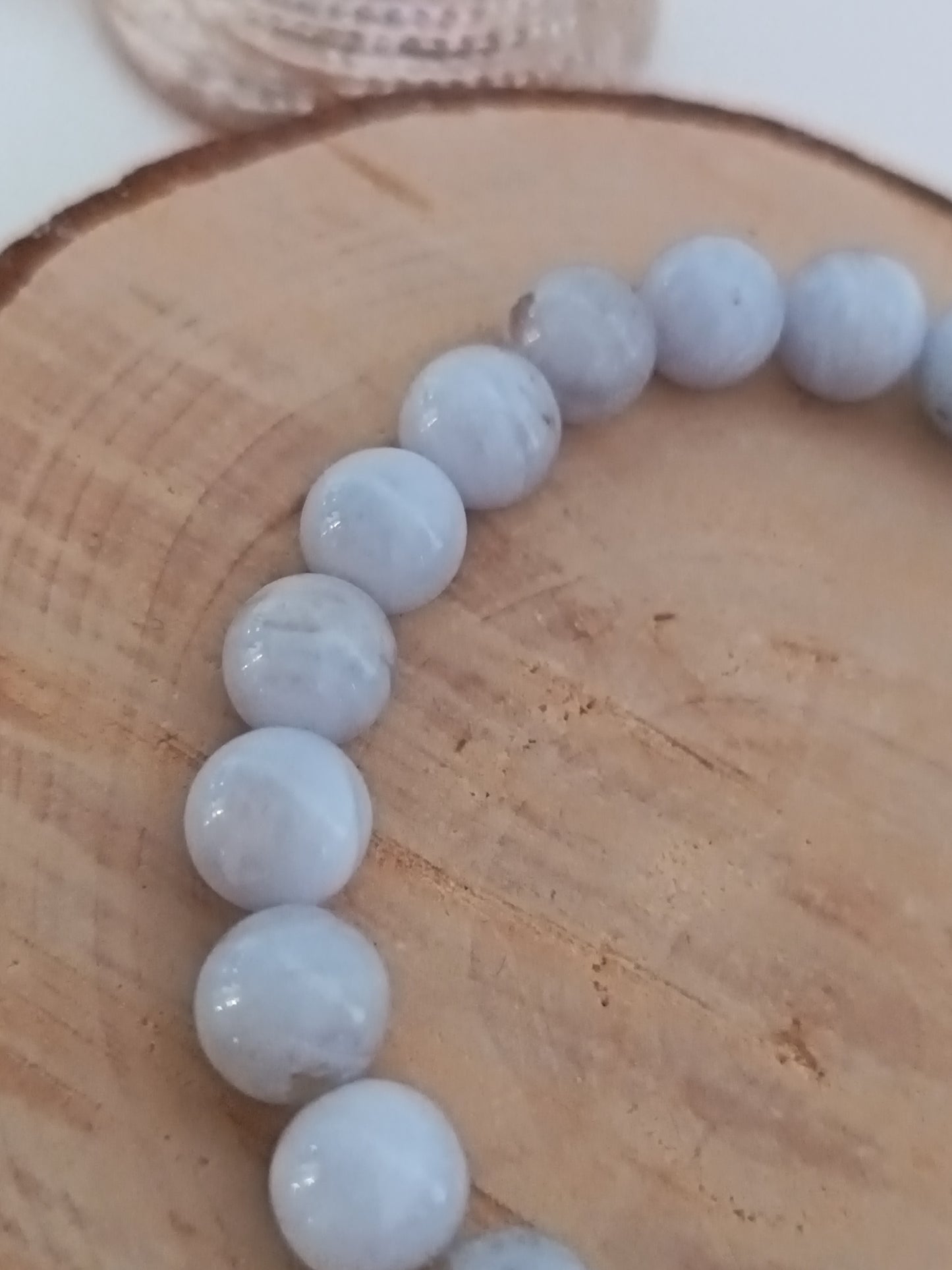 Bracelet Calcédoine Bleue - Boules 08mm