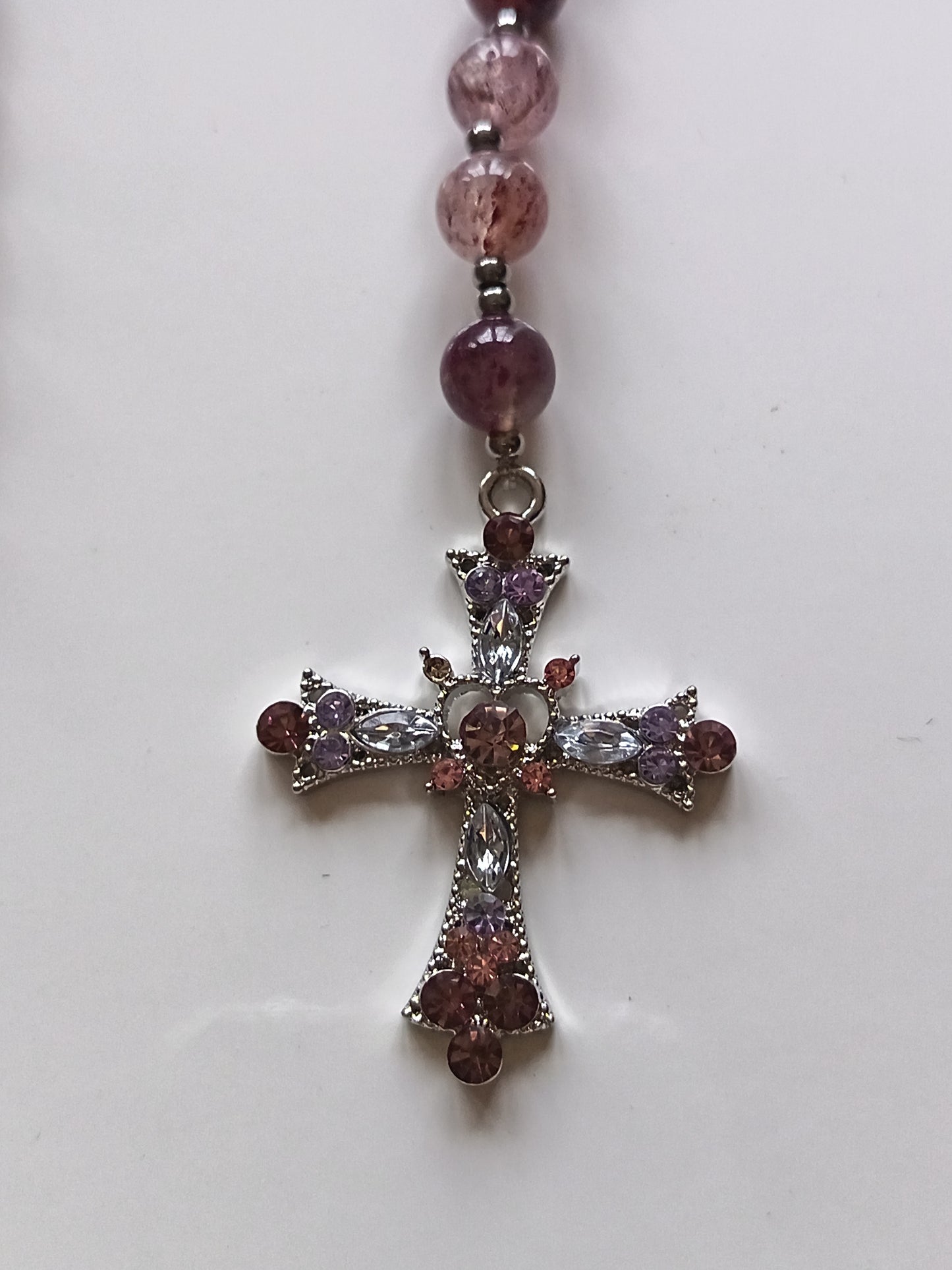 Chapelet Quartz Fraise & Tourmaline Rose