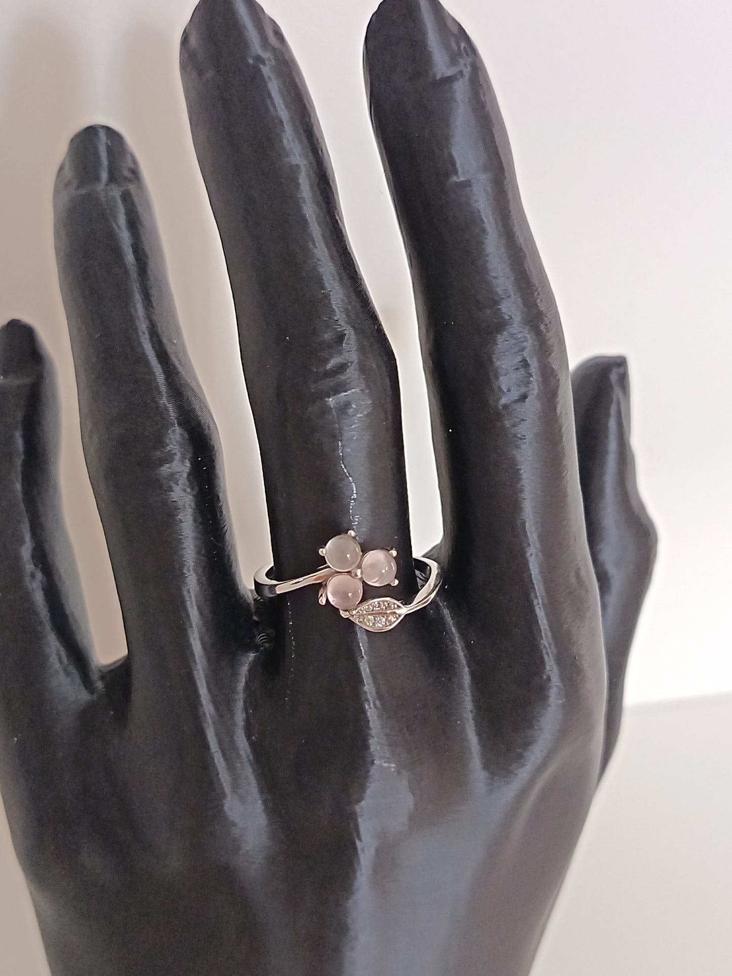Bague Tréfle Quartz Rose - Argent 925 Réglable