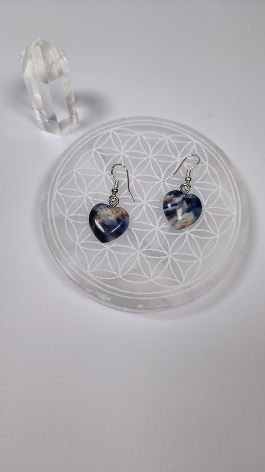 Boucles d'oreilles Cœur Sodalite marbré