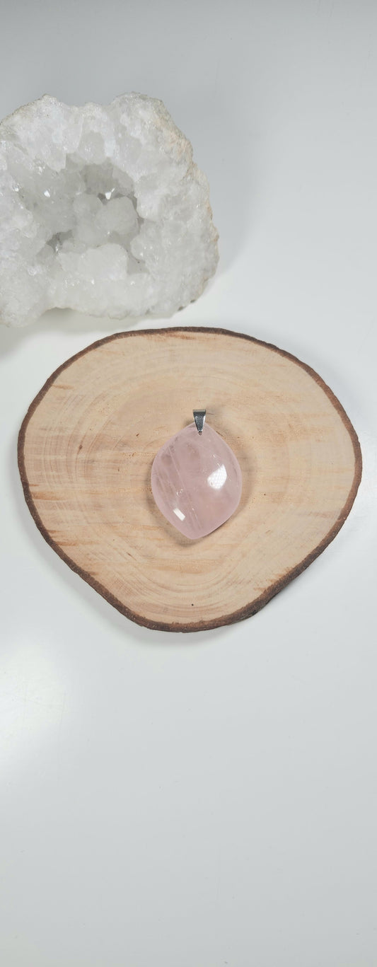 Pendentif Goutte - Quartz Rose