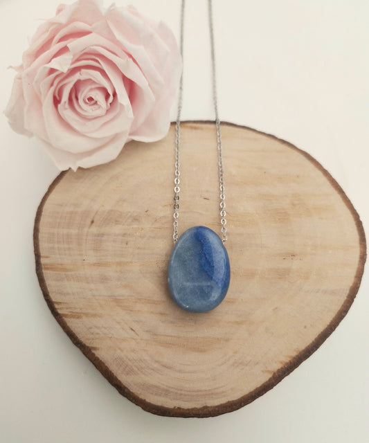 Pendentif pierre percée - Aventurine bleue