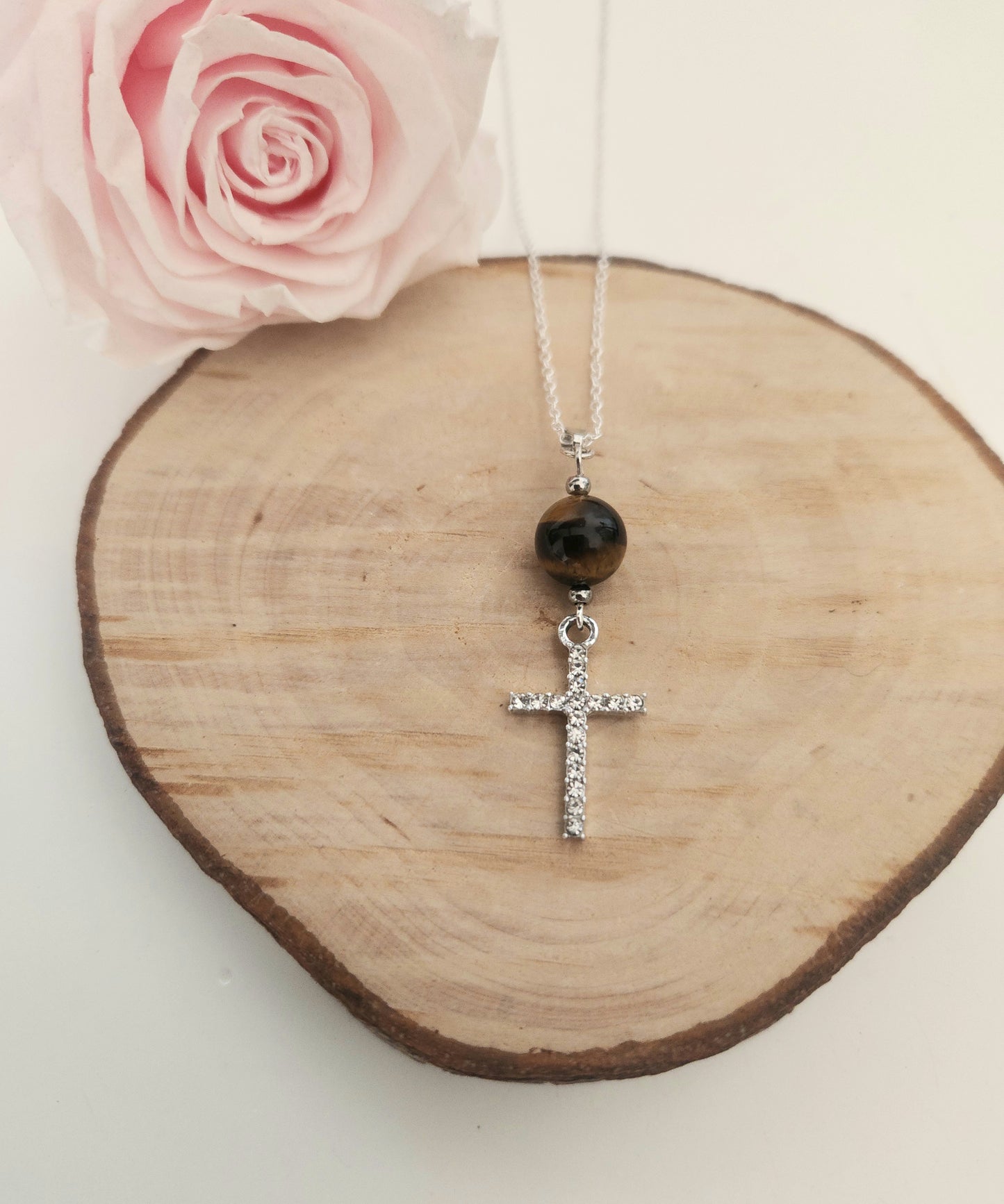 Pendentif Croix - Œil de Tigre