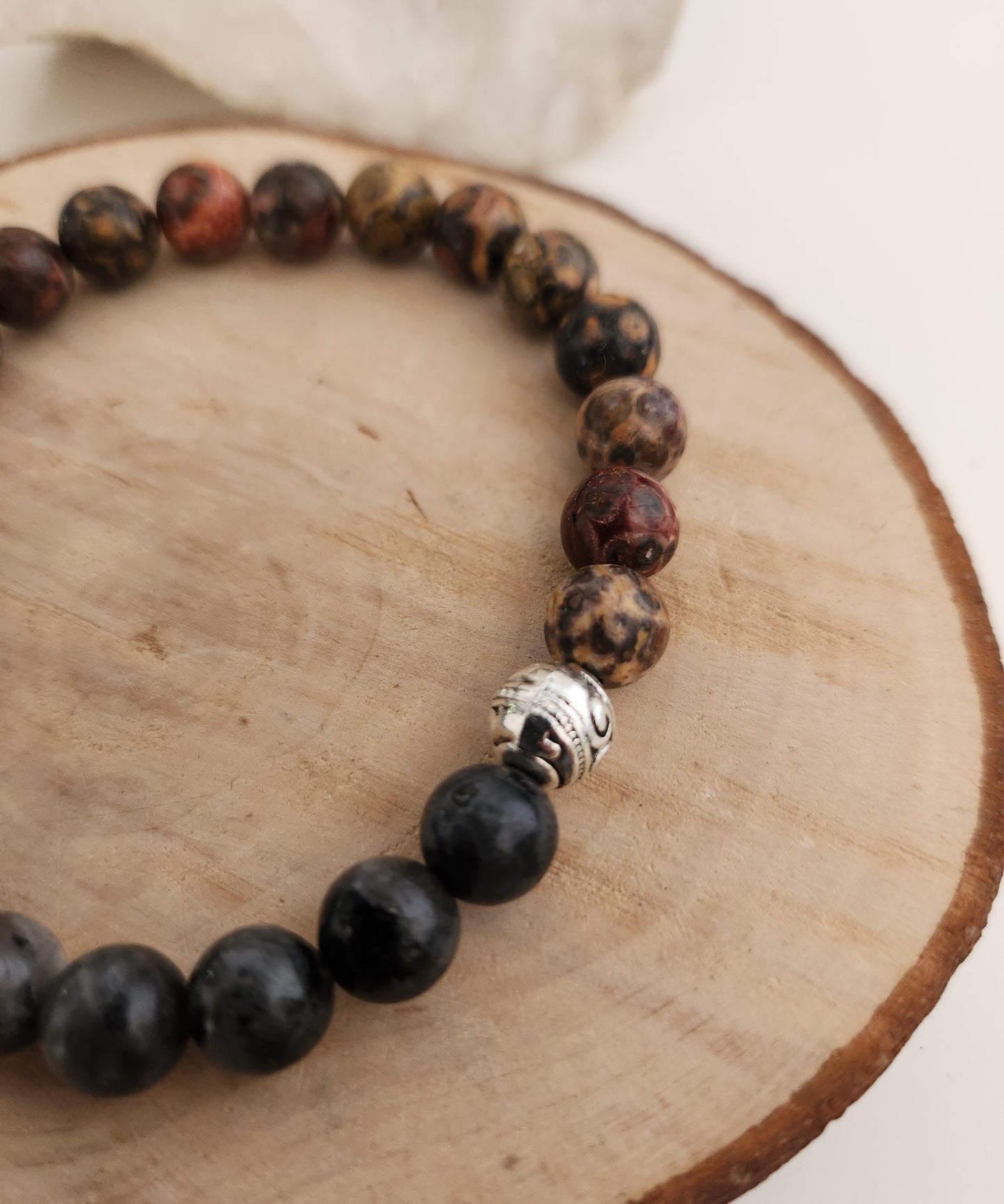 Bracelet Larvikite & Jaspe Léopard