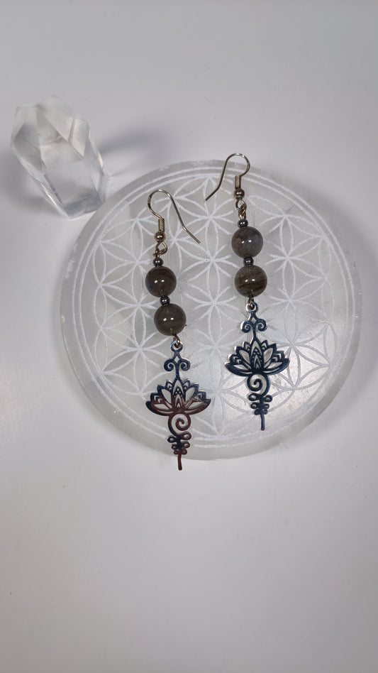 Boucles d'oreilles Lotus - Labradorite