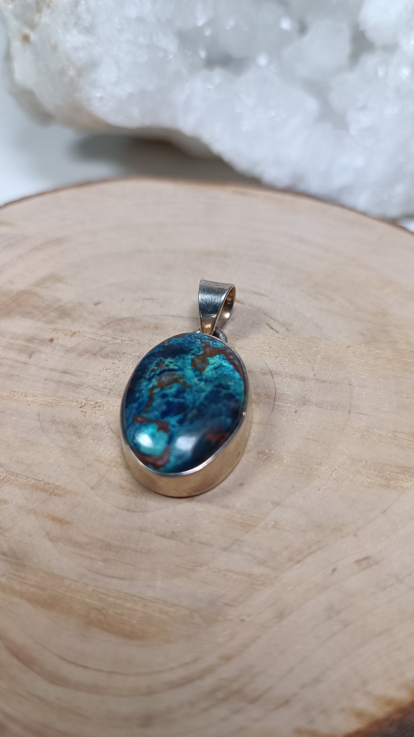 Pendentif Ovale Chrysocolle - Argent 925