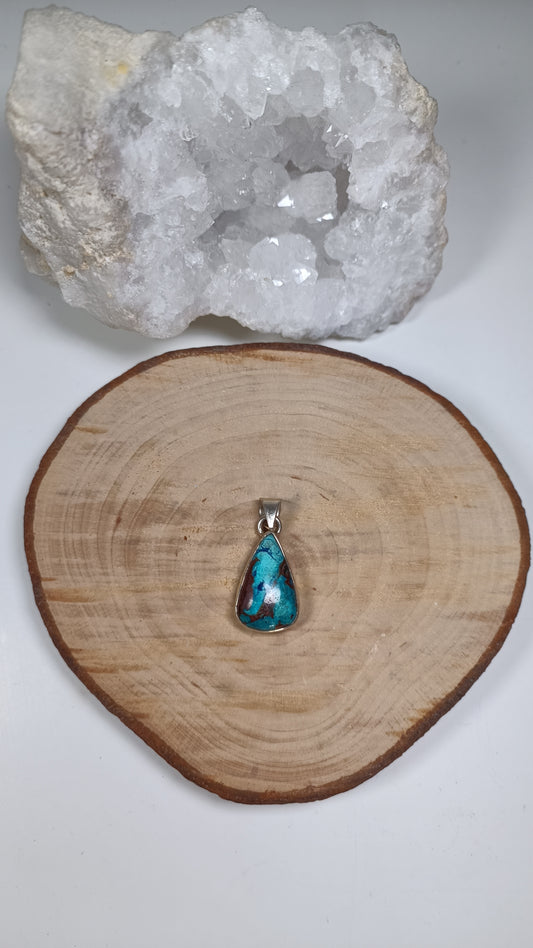 Pendentif Goutte Chrysocolle - Argent 925