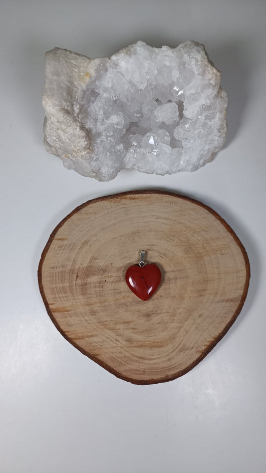 Pendentif Coeur - Jaspe rouge