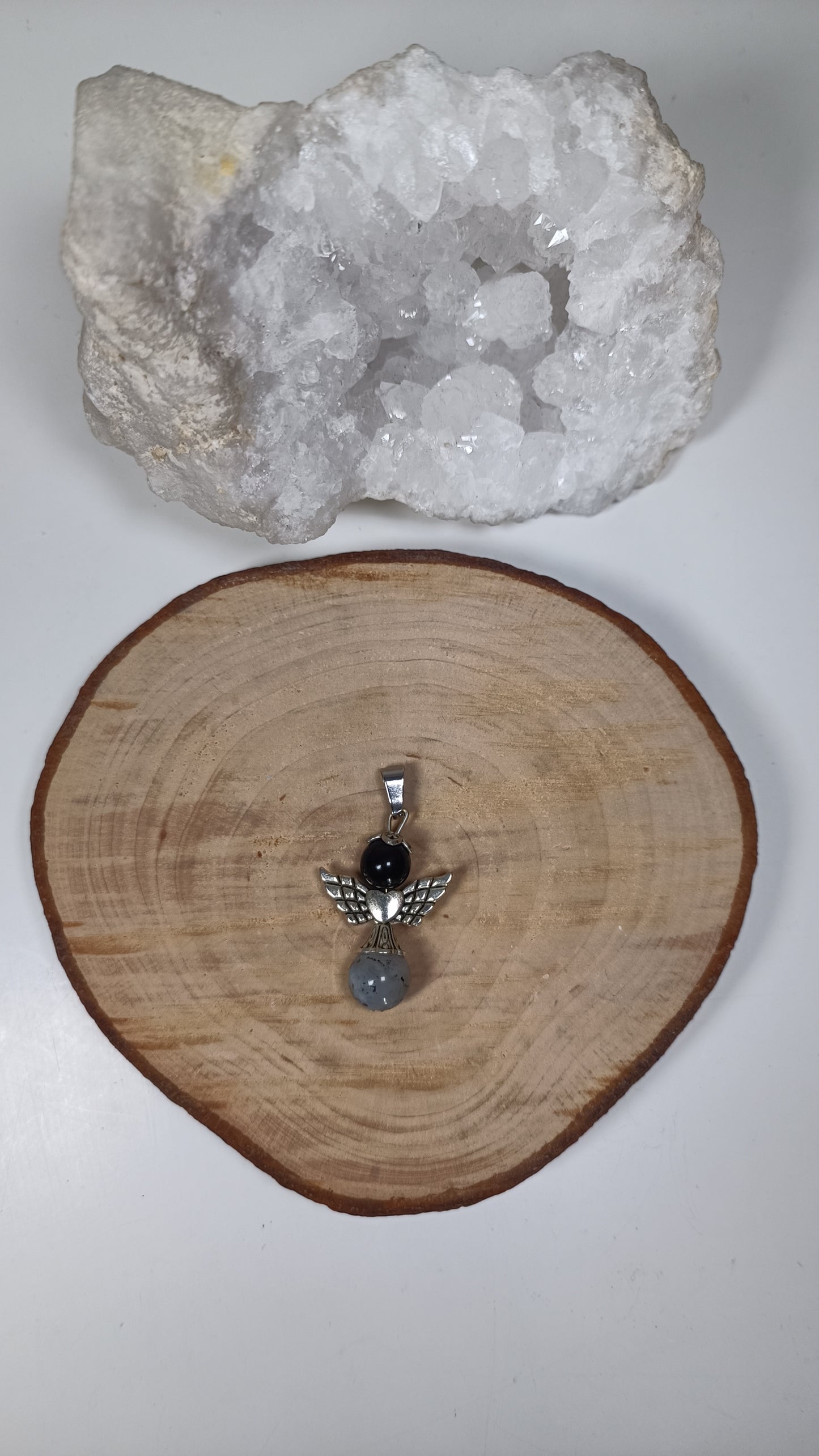 Pendentif Ange Cœur - Obsidienne Dorée & Labradorite