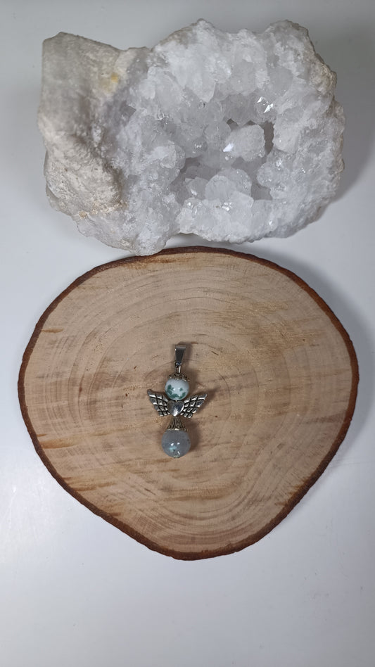 Pendentif Ange Coeur - Agate Arbre & Labradorite