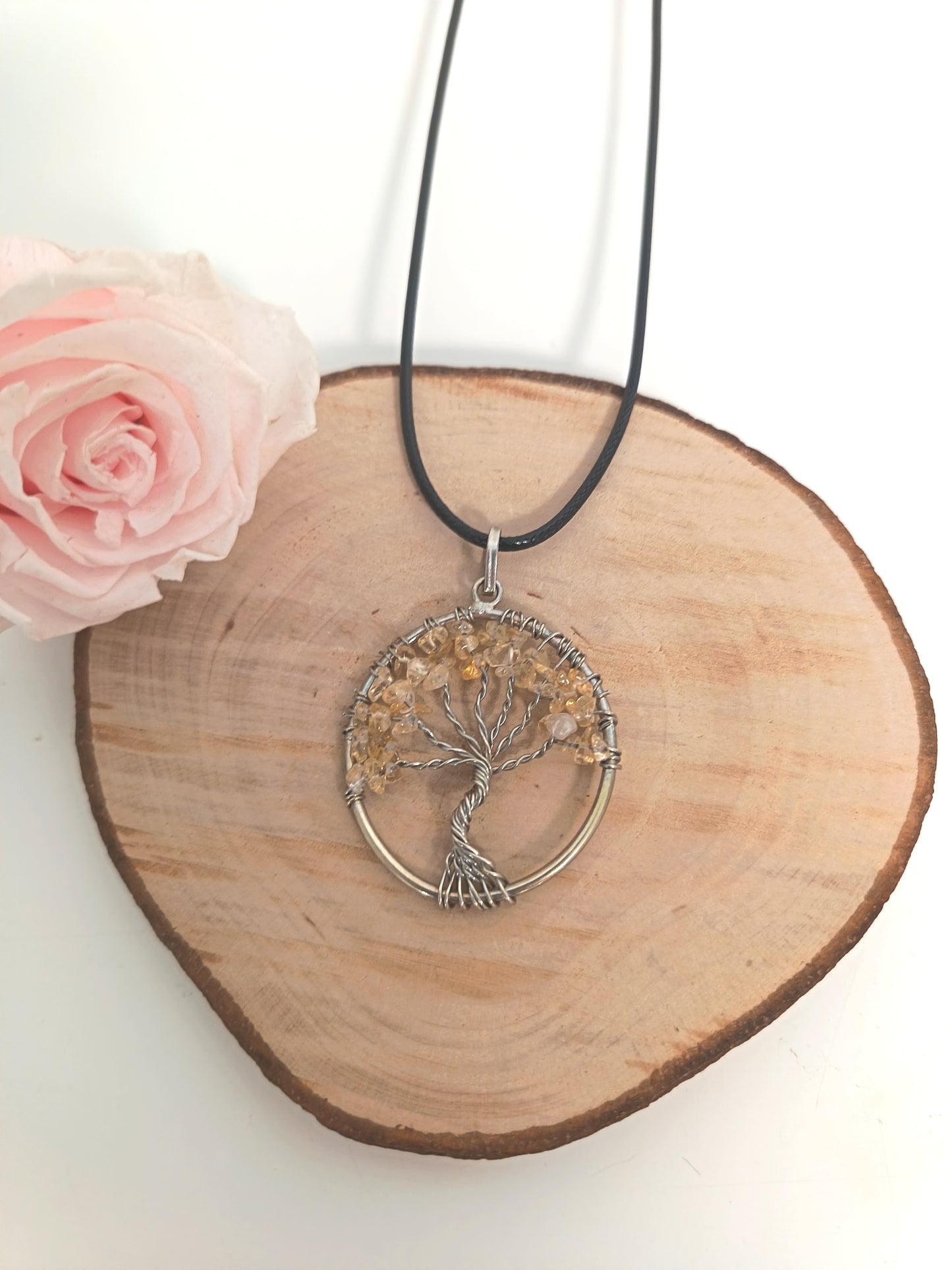 Pendentif Arbre de Vie - Citrine Chauffée
