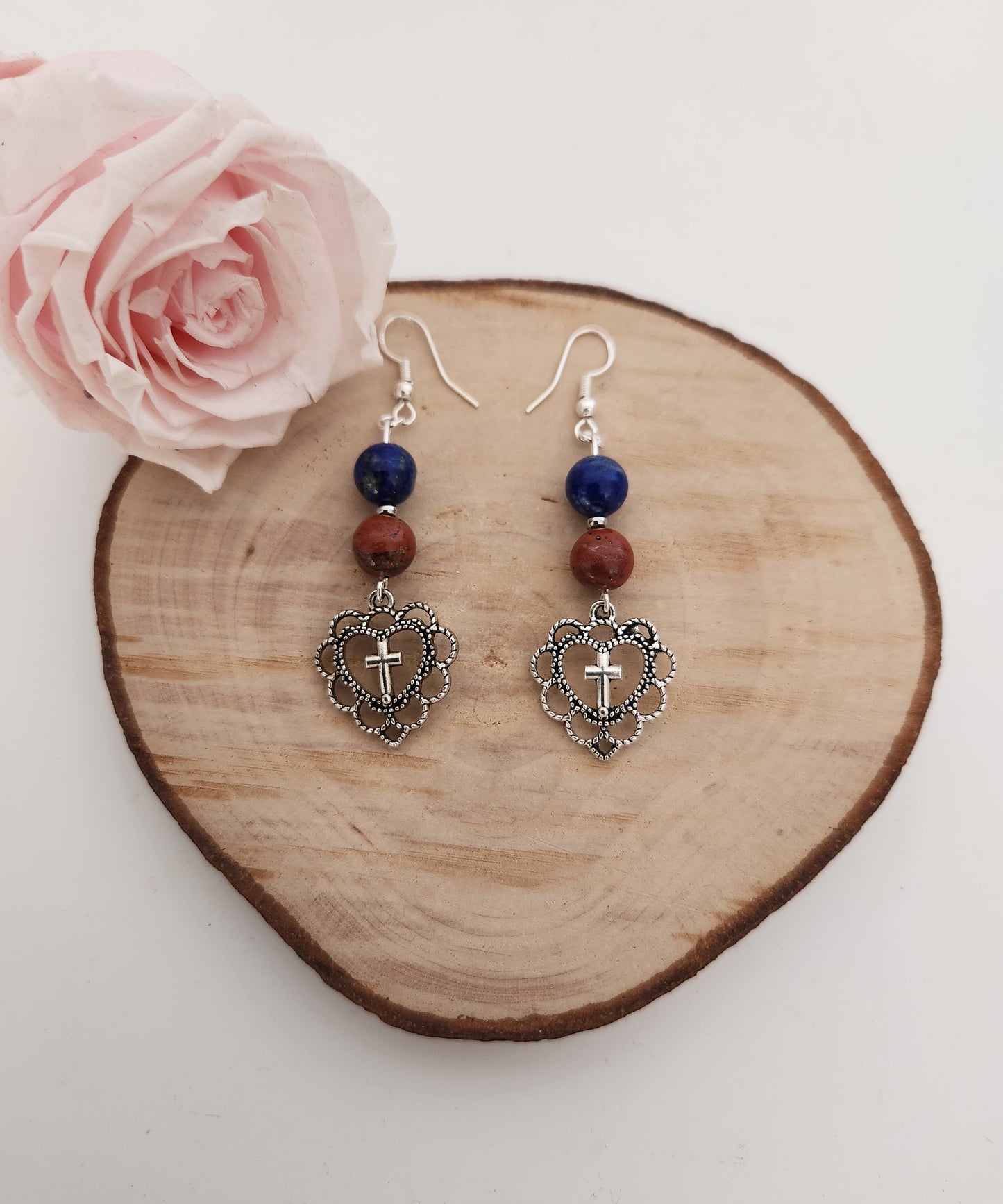 Boucles d'oreilles - Couleurs Haïti - Croix