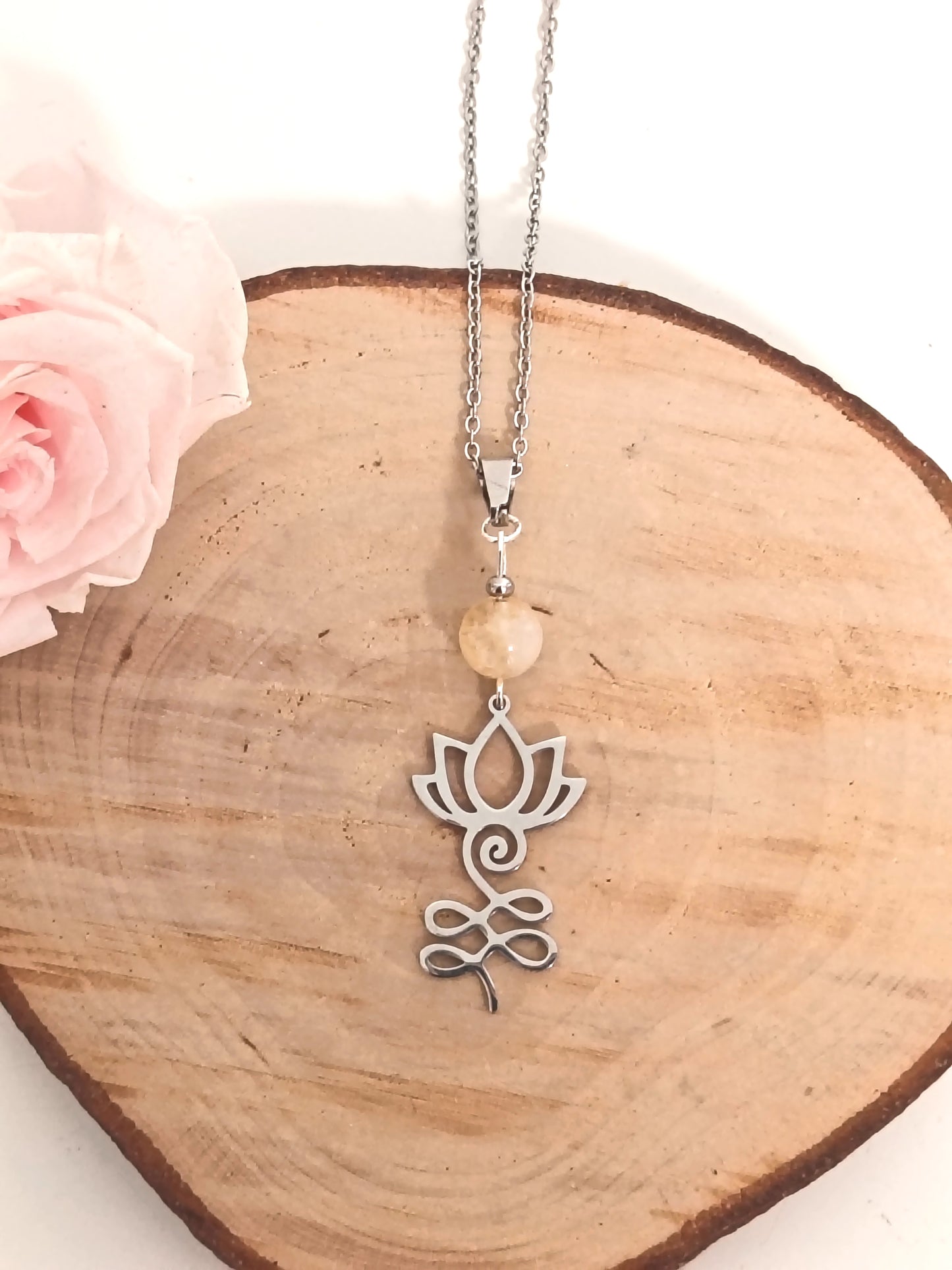Pendentif Lotus - Citrine