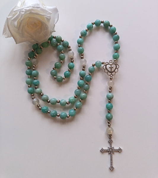 Chapelet Pierre de lune & Amazonite