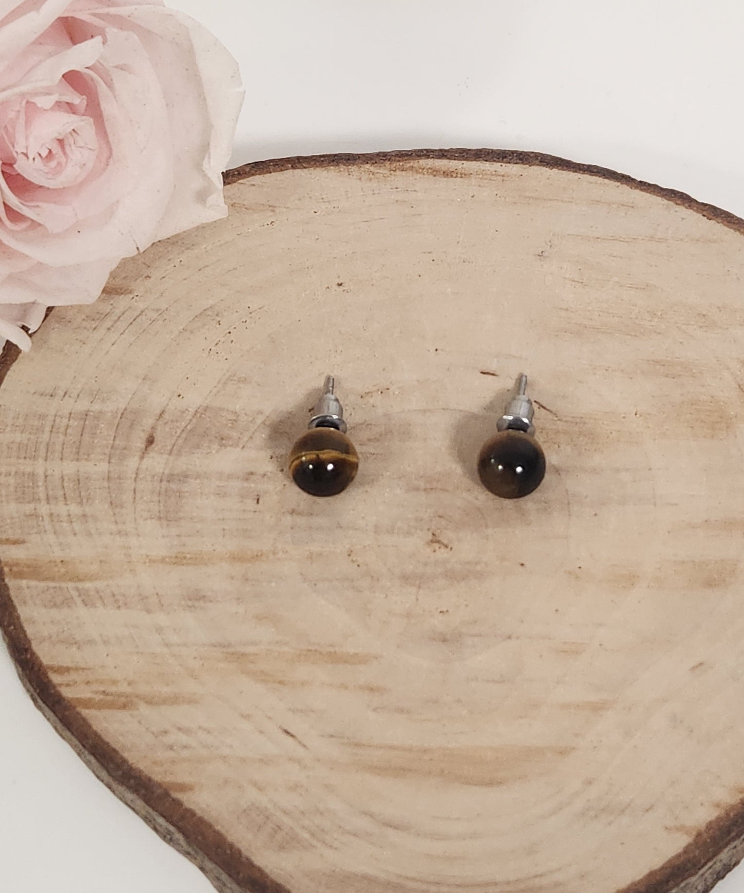Boucles d'oreilles Boules - Oeil de Tigre