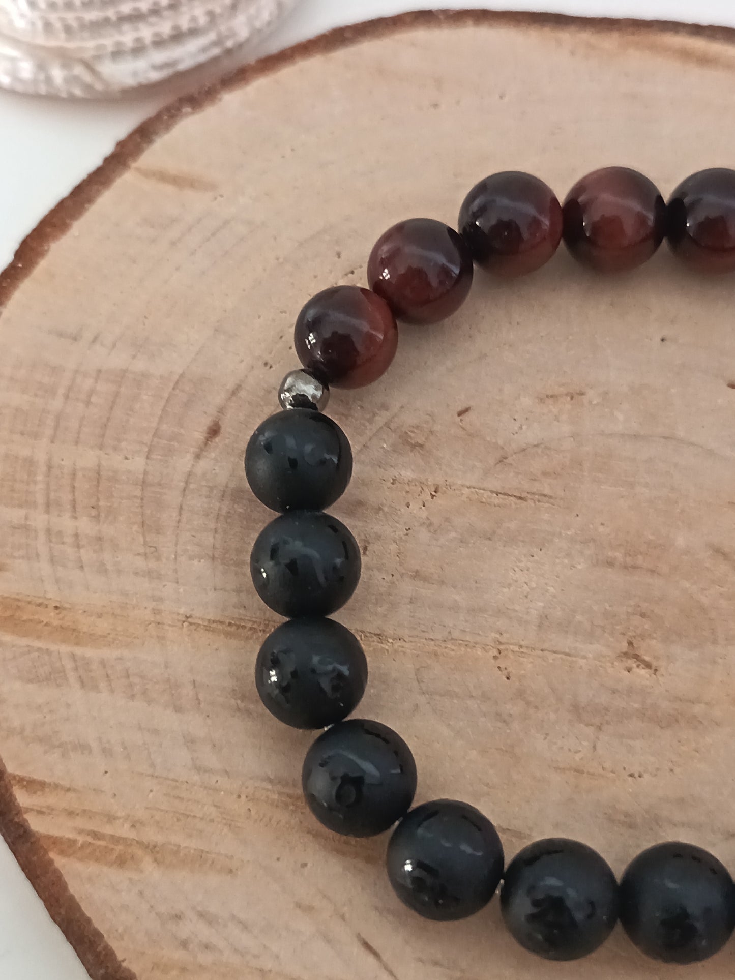 Bracelet Obsidienne Noire & Oeil de Taureau