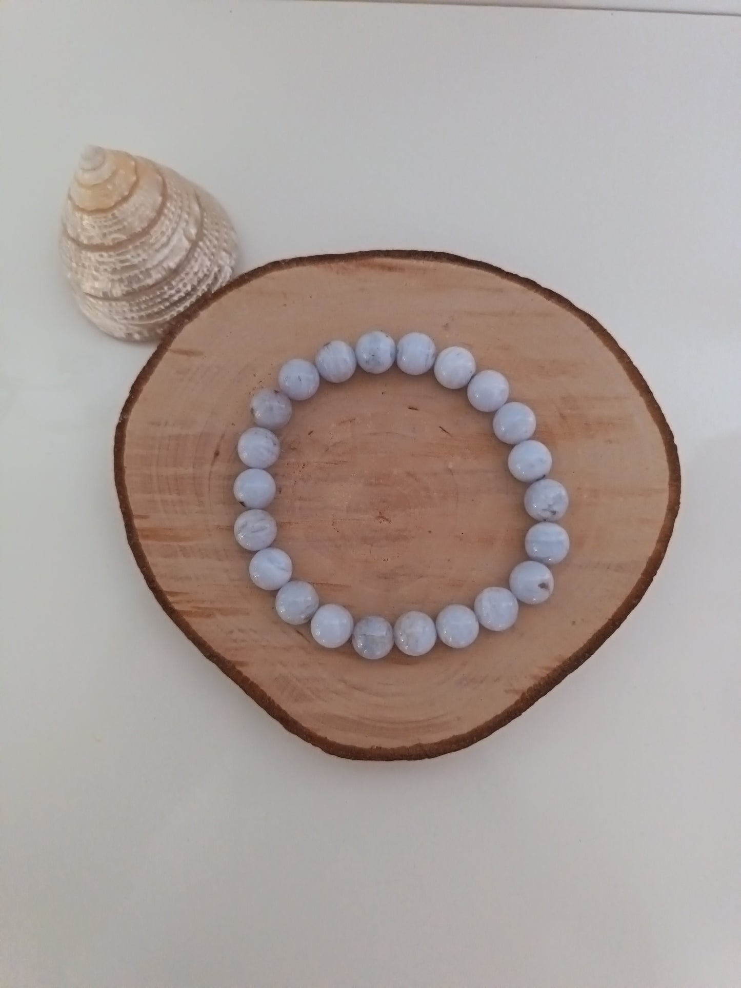 Bracelet Calcédoine Bleue - Boules 08mm