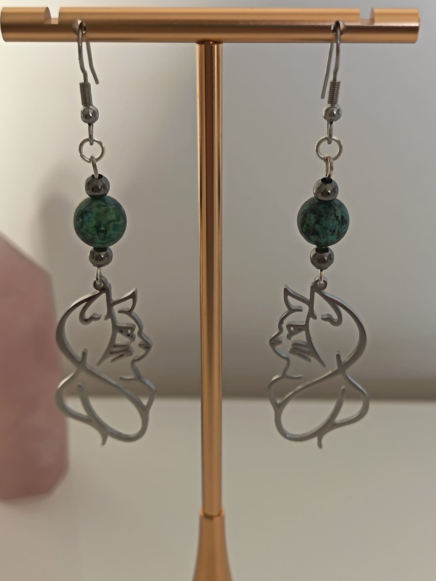 Boucles d'oreilles chat - Turquoise d'Afrique
