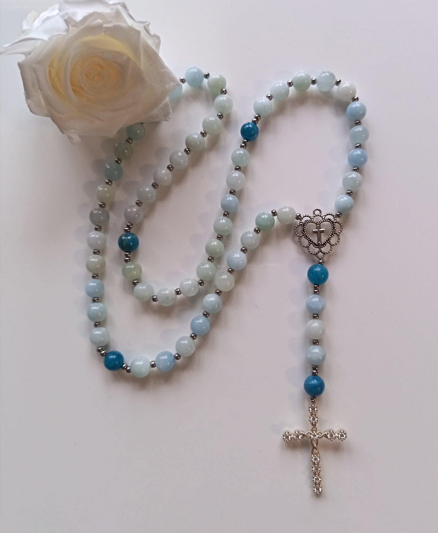 Chapelet Aigue Marine & Apatite Bleue