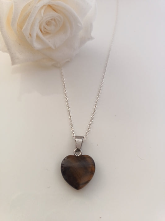 Pendentif Coeur - Œil de Tigre